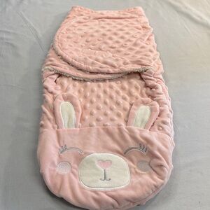 🐥 Dream Gro - Pink Baby Car Swaddle blanket with Bunny Design